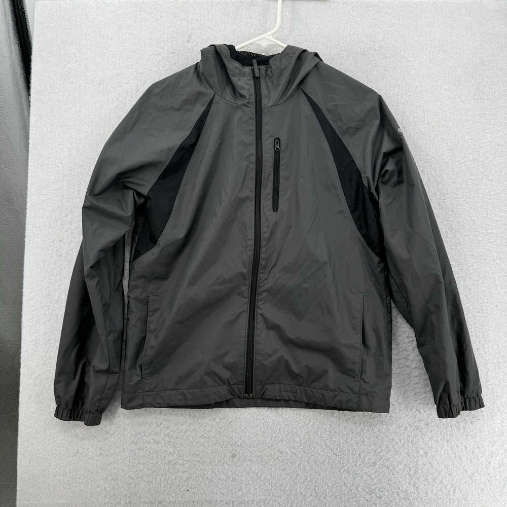 Columbia Jacket Womens Large Zipper Hoodie Gray Windbreaker Lightweight Packable